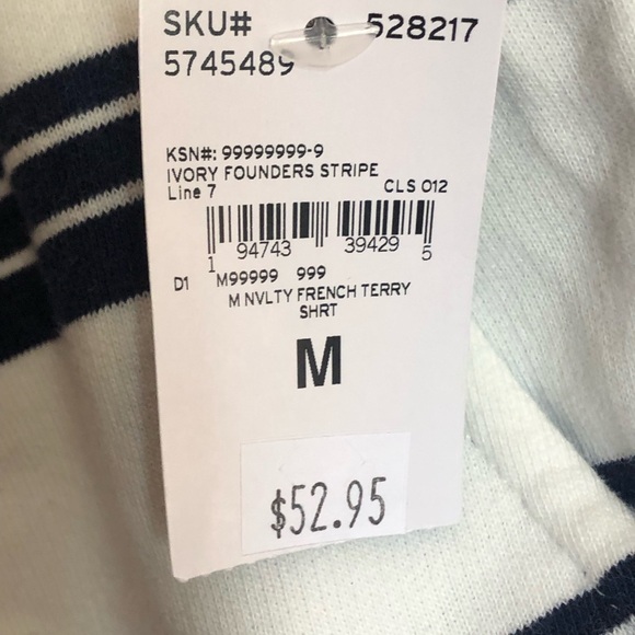 NWT MENS LAND END ‘SERIOUS SWEATS’ FRENCH TERRY SHORTS NAVY/IVORY STRIPES - Picture 6 of 6